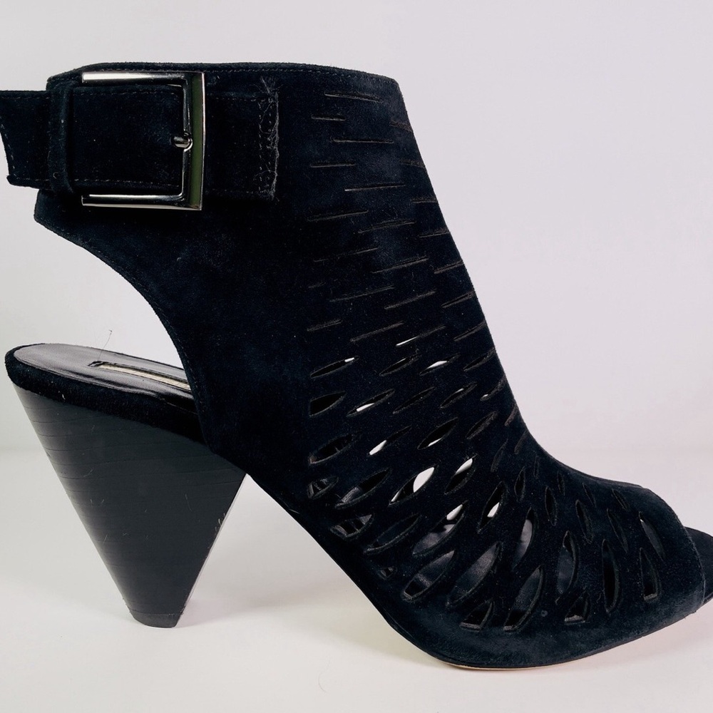 Audrey Brooke Kalista Black Suede Cutout Booties